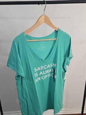 torrid Teal V-Neck Graphic Tee - White Lettering